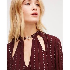 NEVER WORN Free People beaded blouse w/ cut outs